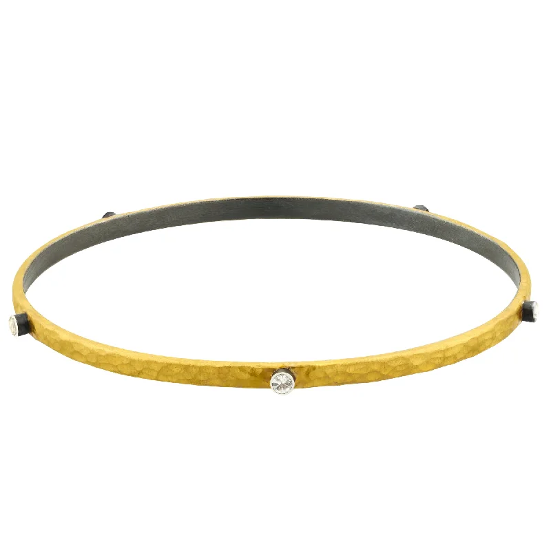 Ladies bracelets 2025 style trends-Lika Behar 24K Gold Fusion & Oxidized Silver Bangle Bracelet with 5 Sapphires