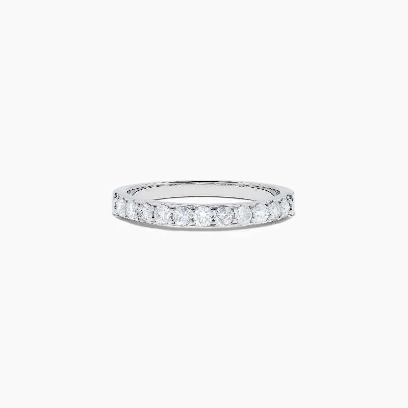 ladies ring chic radiant cut-Pave Classica 14K White Gold Prong Set Diamond Band, 0.49 TCW