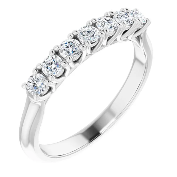 ladies ring premium halo-Platinum 3/8 CTW Natural Diamond Seven-Stone Anniversary Band