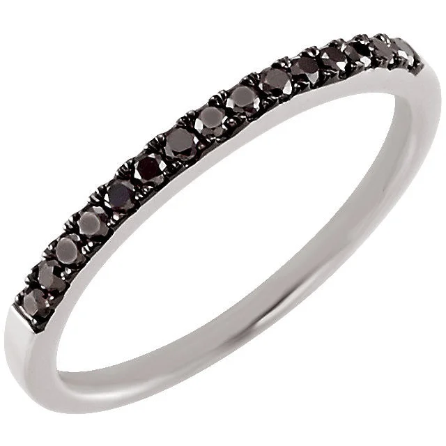 ladies ring sleek bezel-14k White Gold 1/5 CTW Black Diamond Anniversary Band