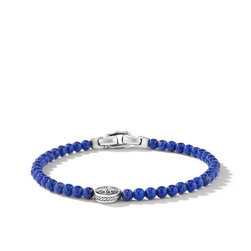 Ladies bracelets flexible band bracelets-David Yurman Gents Spiritual Beads Compass Bracelet with Lapis