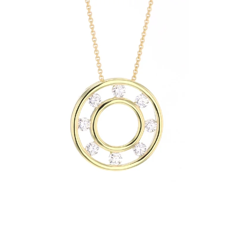 Ladies necklaces secure fit designs-0.87 ctw Diamond Open Circle Pendant Necklace