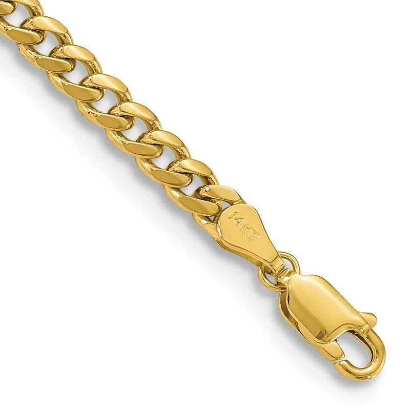 Ladies bracelets gold-plated finishes-14K 4.25mm Solid Miami Cuban Link with Lobster Clasp Bracelet