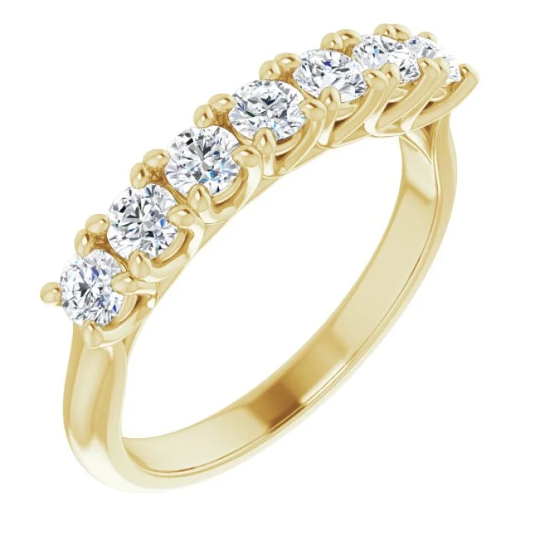 ladies ring nature topaz-14K Yellow 3/4 CTW Natural Diamond Seven-Stone Anniversary Band