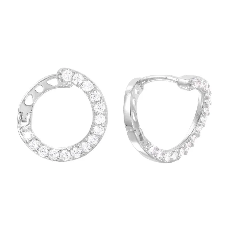 ladies earrings celestial topaz-Silver 925 Rhodium Plated CZ Twisted Hoop Earrings - GME00019