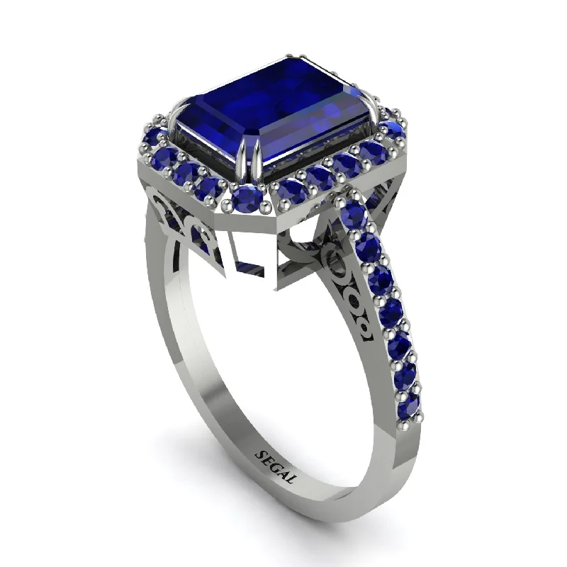 ladies engagement ring twisted black friday-Emerald Cut Sapphire Vintage-Inspired Engagement Ring - Addilyn No. 75