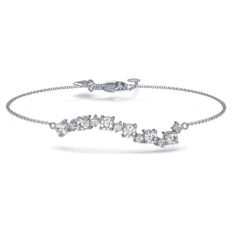 Ladies bracelets balanced proportion styles-Swarovski Diamond Intimate Bracelet with beaded Chain 14K White Gold