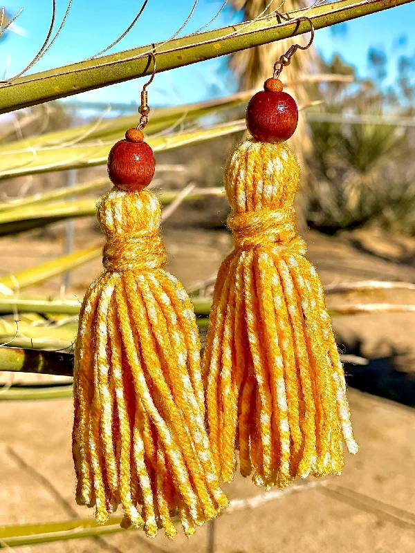 ladies earrings christmas halo-Handmade Yarn Tassel Earrings