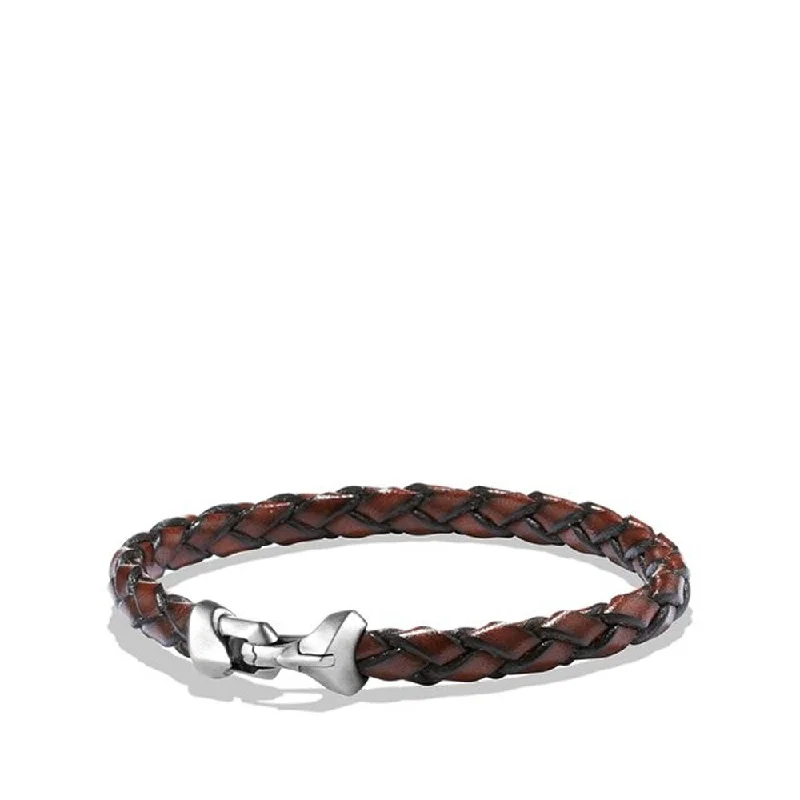 Ladies bracelets luxurious bold designs-David Yurman Men's Armory Leather Bracelet in Brown