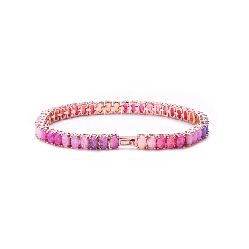 Ladies bracelets infinity symbol designs-Rose Gold Pink Ombre Candy Bracelet