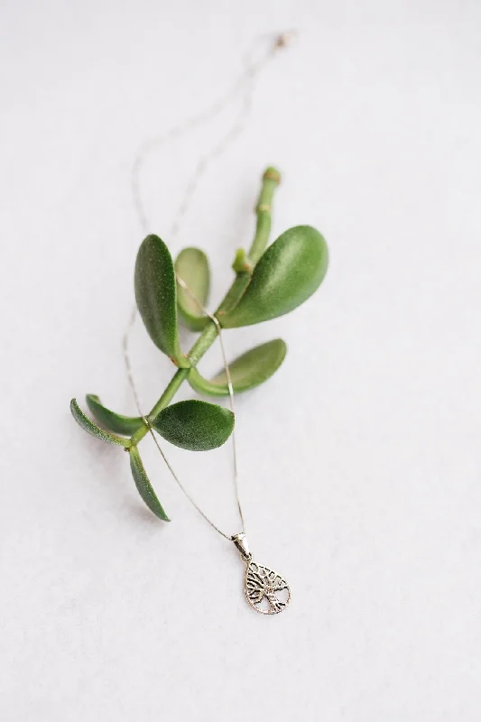 Ladies necklaces flexible chain necklaces-Petite Tree Pendant Necklace