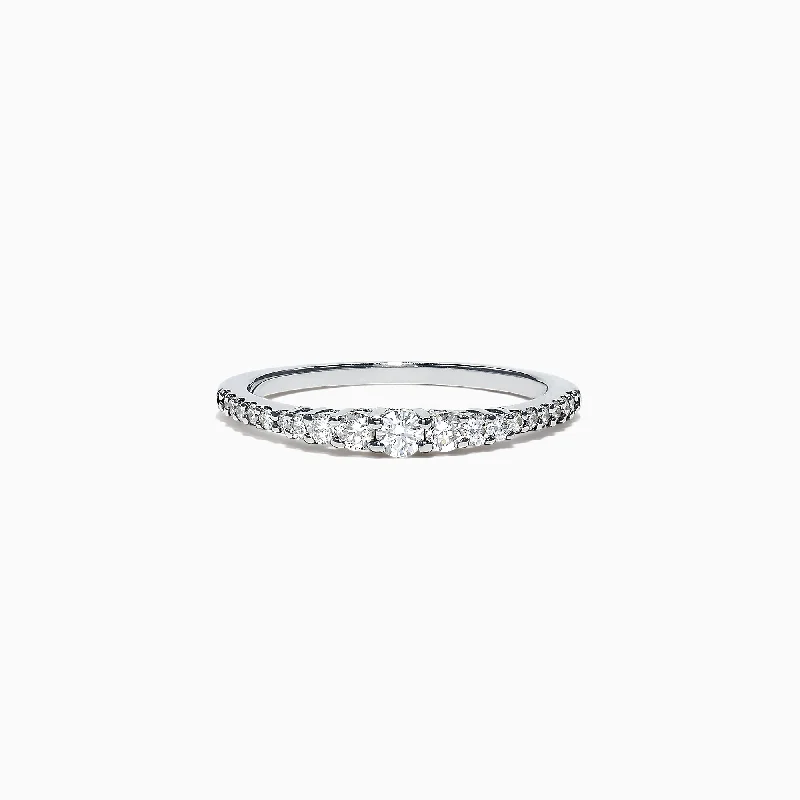 ladies ring premium three stone-Pave Classica 14K White Gold Diamond Band, 0.31 TCW