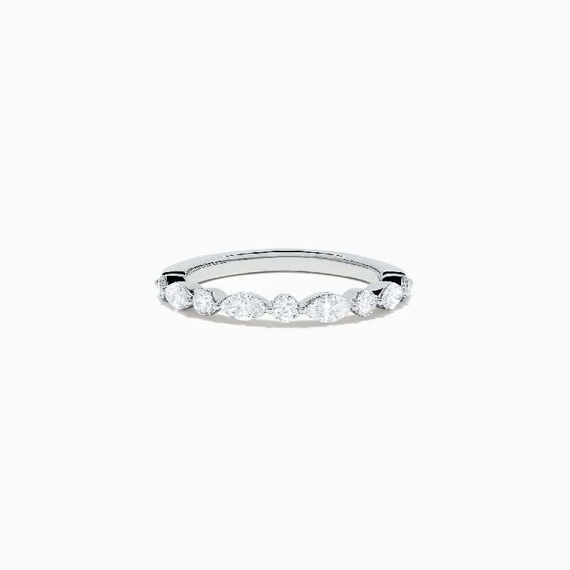 ladies ring engraved lab-grown-Pave Classica 14K White Gold Diamond Band, 0.59 TCW