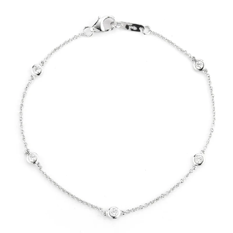 Ladies bracelets tension set styles-14K White Gold 5 Station Diamond by the Yard Bracelet