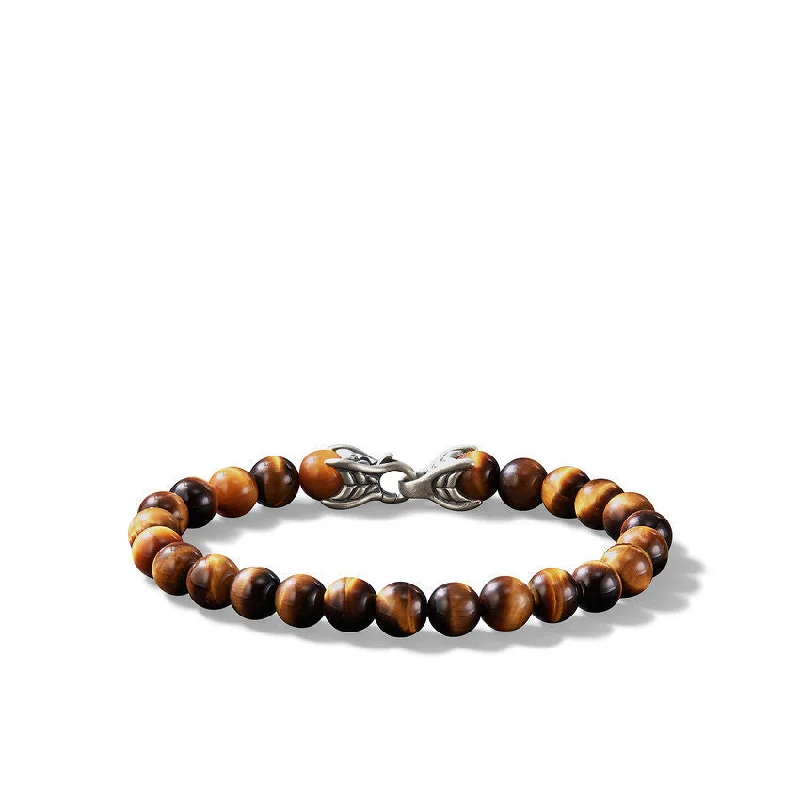 Ladies bracelets flat band bracelets-David Yurman Spiritual Beads Bracelet with Tiger's Eye