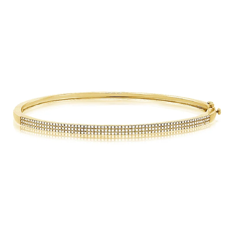 Ladies bracelets simple shape bracelets-OKGs Collection 14K Gold Diamond Bangle Bracelet