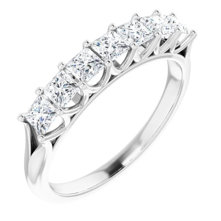 ladies ring luxury cushion cut-14K White 9/10 CTW Natural Diamond Anniversary Band