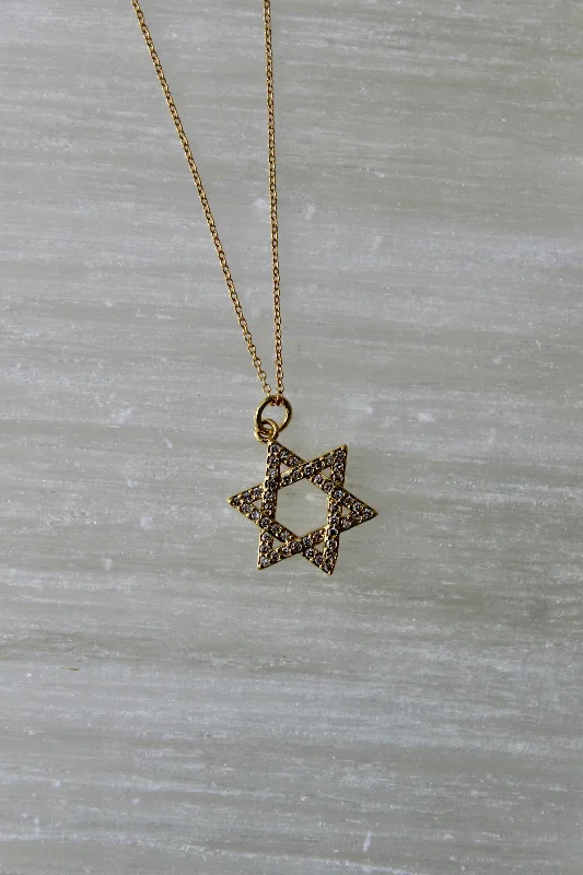 Ladies necklaces engagement gift ideas-Star of David Stone Necklace