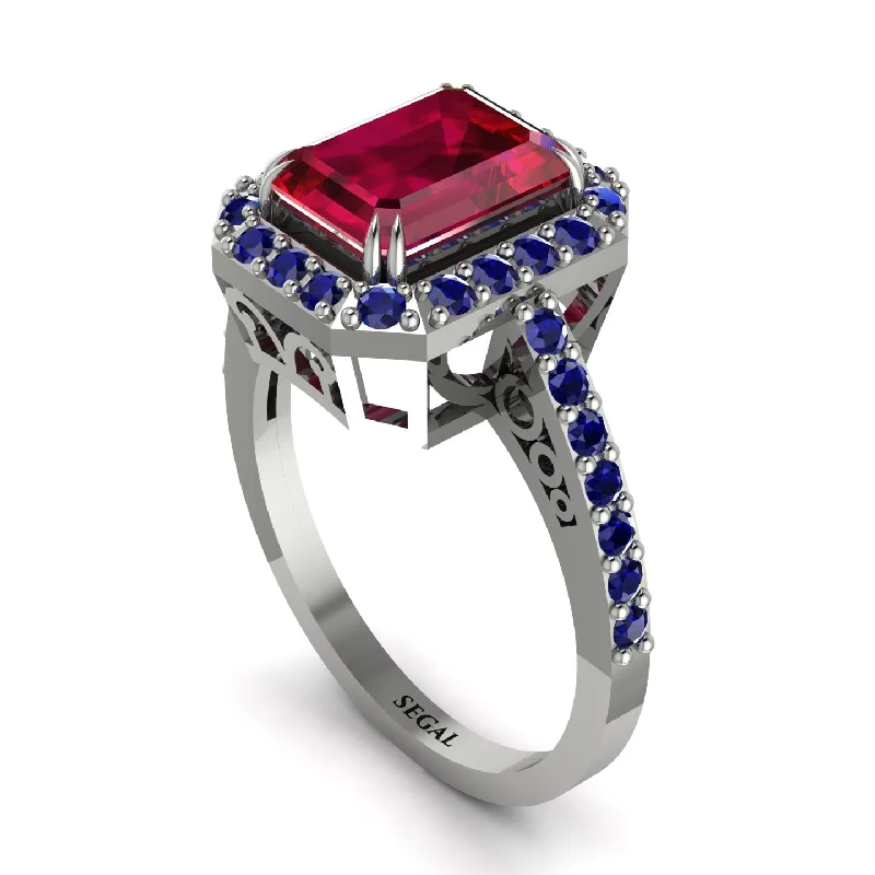 ladies engagement ring beach limited edition-Emerald Cut Ruby Vintage-Inspired Engagement Ring - Addilyn No. 72