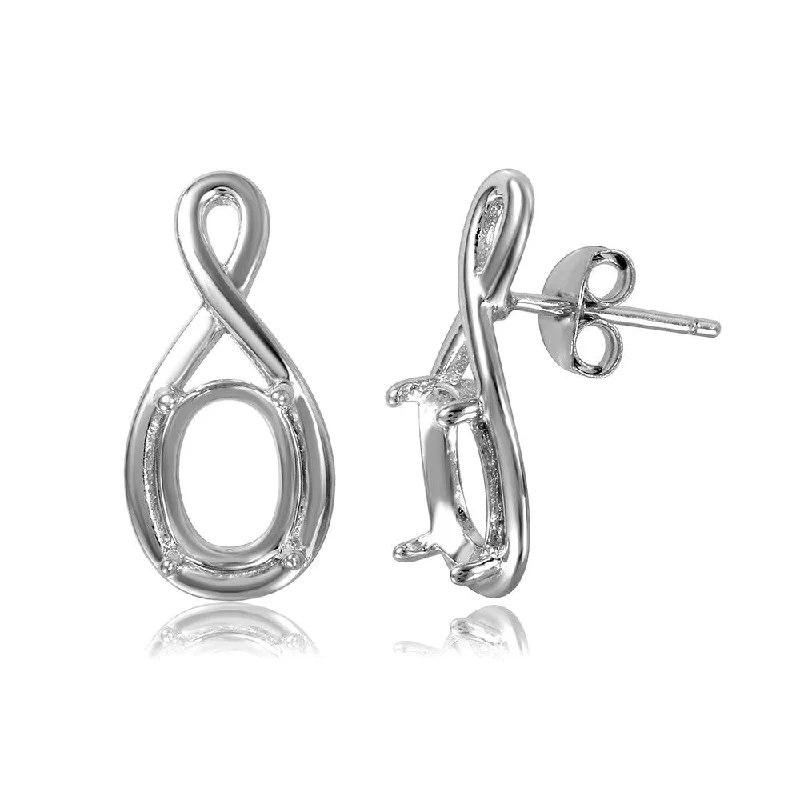 ladies earrings bold red ruby-Silver 925 Rhodium Plated Infinity Personalized Mounting Earrings - BGE00463