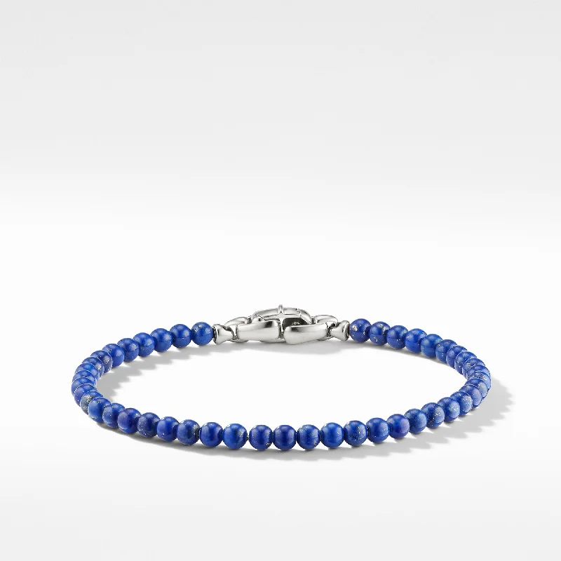 Ladies bracelets 2025 style trends-Men's Spiritual Beads Bracelet with Lapis 4MM