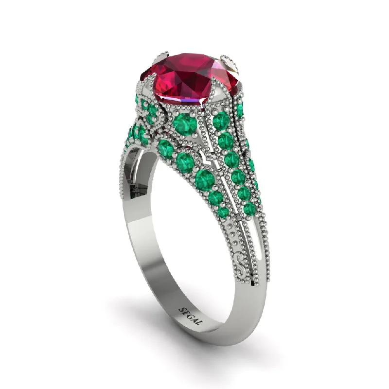 ladies engagement ring beach small batch-Ruby Vintage Crown Engagement Ring - Talia No. 27