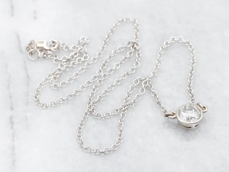 Ladies necklaces layered necklace sets-Sleek Diamond Solitaire Pendant Necklace