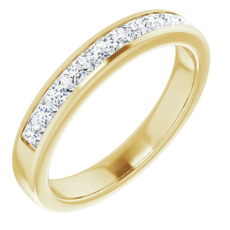 ladies ring luxury baguette cut-14K Yellow 1 CTW Natural Diamond Band