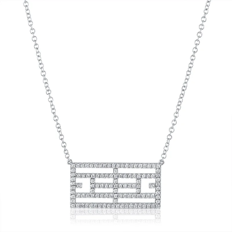 Ladies necklaces adjustable length options-14kt White Gold Diamond Calling the Lines Tennis Necklace