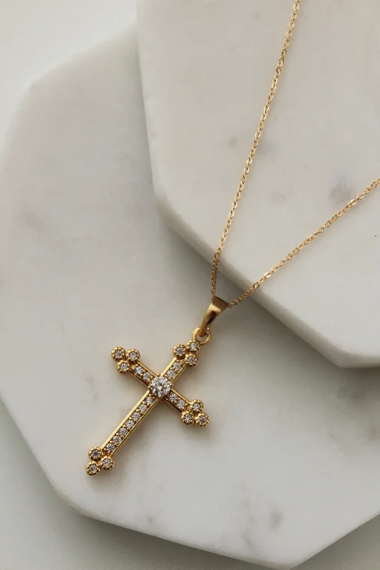 Ladies necklaces balanced proportion styles-Royale CZ Cross Necklace