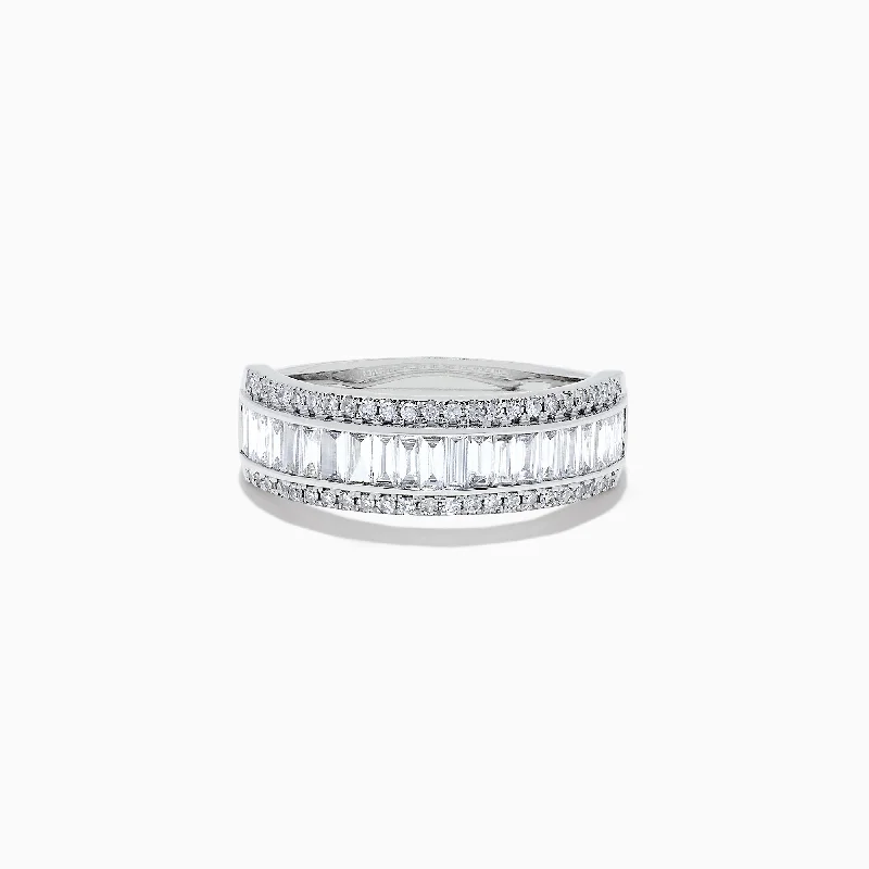 ladies ring high-end five stone-Classique 14K White Gold Diamond Band, 0.82 TCW