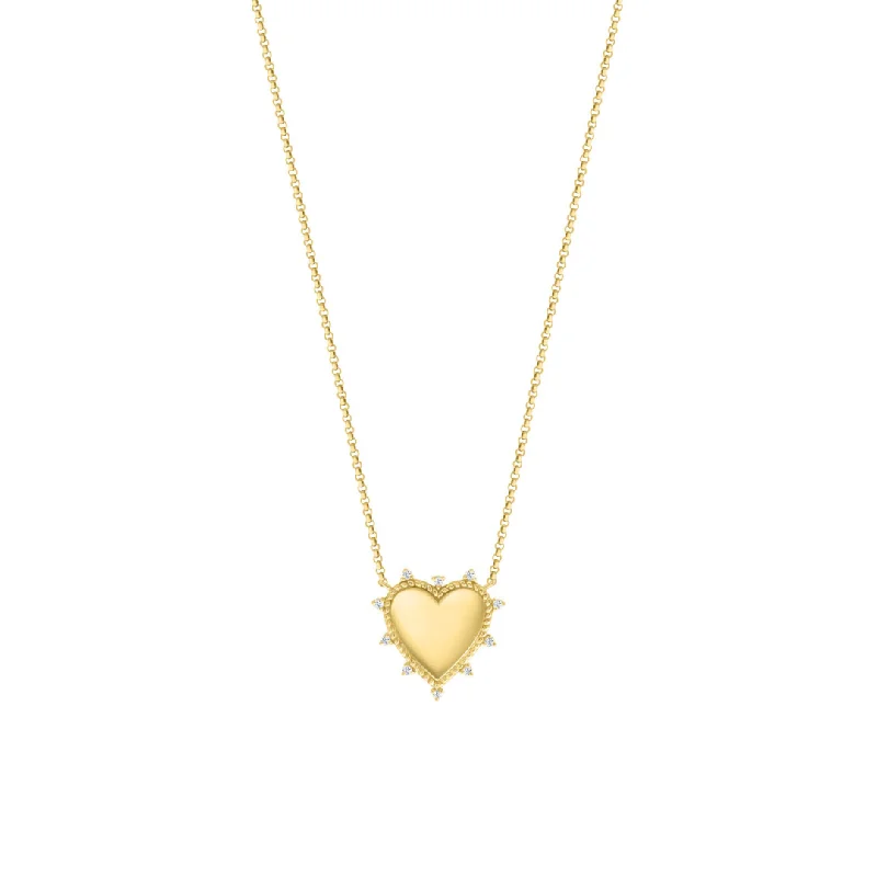 Ladies necklaces mature sophisticated styles-Petite Gold and Diamond Heart Necklace