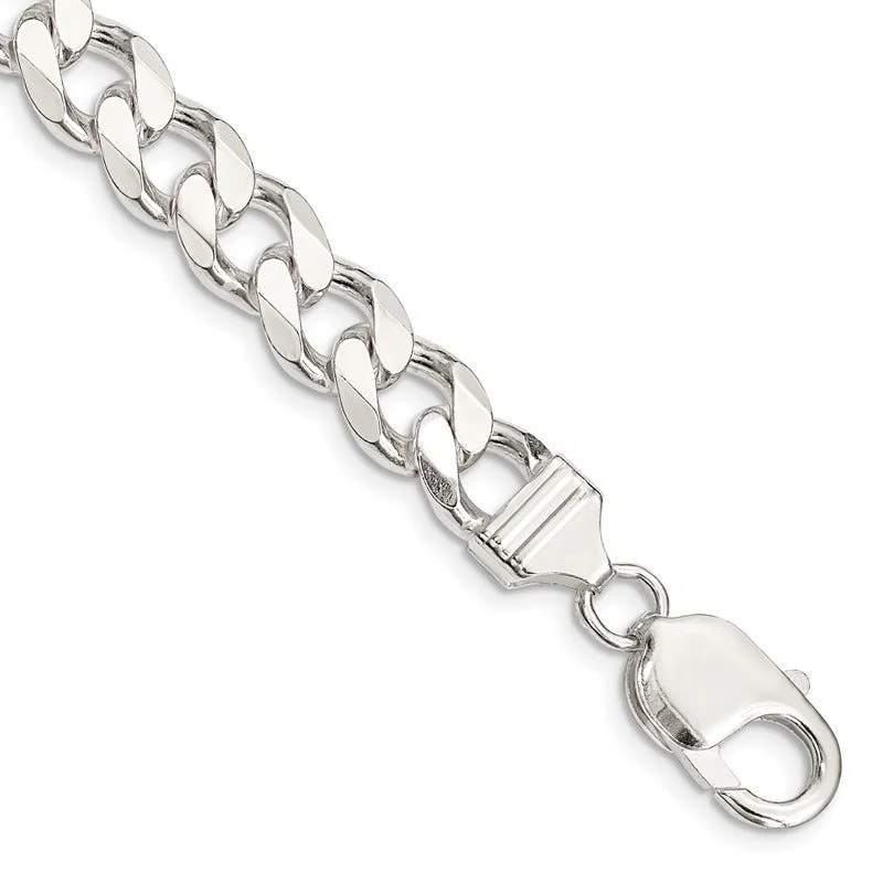 Ladies bracelets lab-created gem styles-Sterling Silver 9mm Curb Chain Bracelet