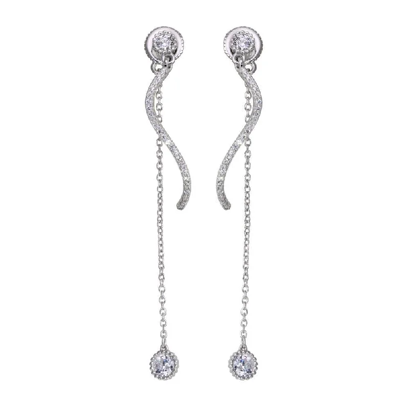 ladies earrings mother’s black diamond-Rhodium Plated 925 Sterling Silver Front and Back Dangling Earrings with CZ - BGE00586