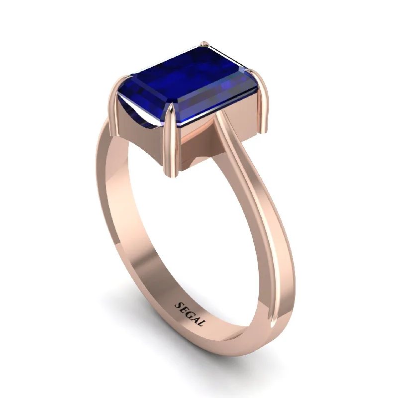 ladies engagement ring constellation princess cut-Emerald Cut Sapphire Solitaire Engagement Ring - Lana No. 14