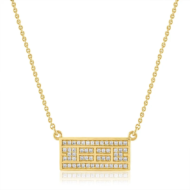 Ladies necklaces gothic aesthetic appeal-14Kt Yellow Gold and Diamond Tennis Court Necklace