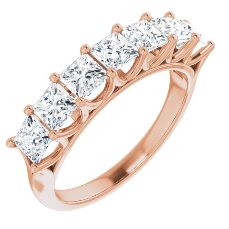 ladies ring initial eco-friendly-14K Rose 1 3/4 CTW Natural Diamond Anniversary Band