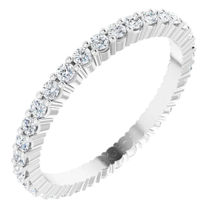 ladies ring elegant pave-14K White 1/2 CTW Lab-Grown Diamond Eternity Band Size 5