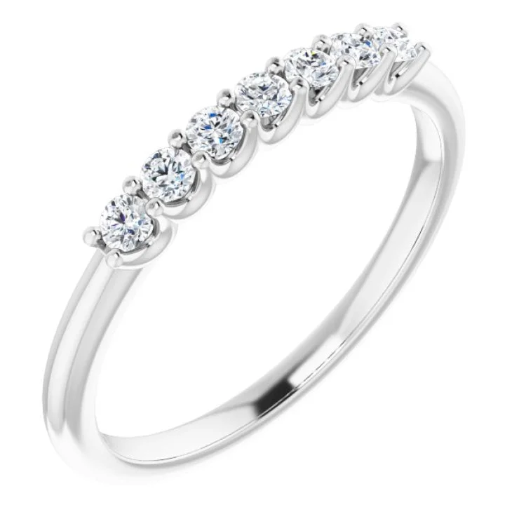 ladies ring affordable baguette cut-14K White 1/5 CTW Natural Diamond Anniversary Band