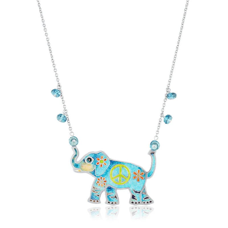 Ladies necklaces compact size styles-Enamel Limited Edition Hippy Yippy Elephant Necklace