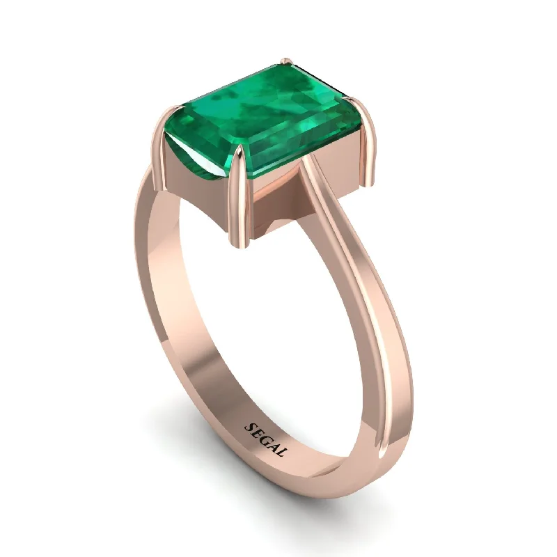 ladies engagement ring glossy eco-friendly-Emerald Cut Emerald Solitaire Engagement Ring - Lana No. 5