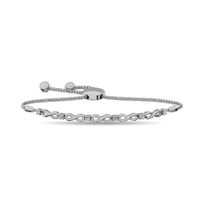 Ladies bracelets vintage estate pieces-Diamond Infinity Bracelet 1/50 ct tw in Sterling Silver