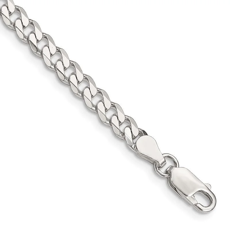 Ladies bracelets romantic floral styles-Sterling Silver 4.5mm Curb Chain Bracelet