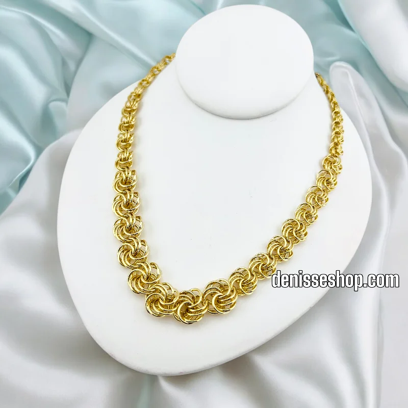 Ladies necklaces sustainable jewelry designs-14K DOUBLE SPIRAL NECKLACE N218