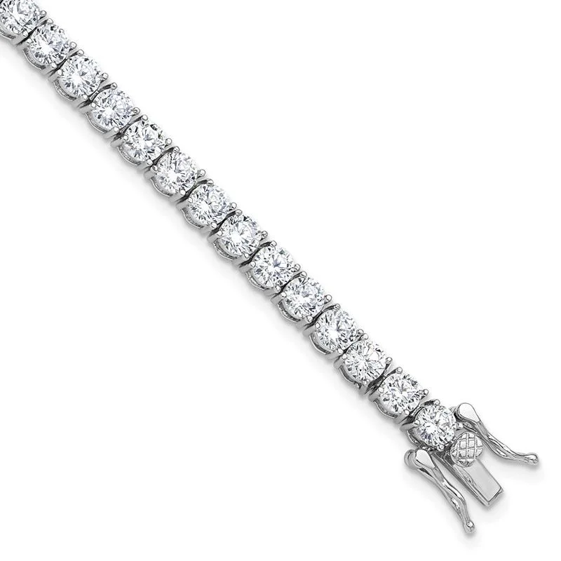 Ladies bracelets nature-inspired patterns-Sterling Silver Rhodium-plated 4mm CZ 7.5in Tennis Bracelet