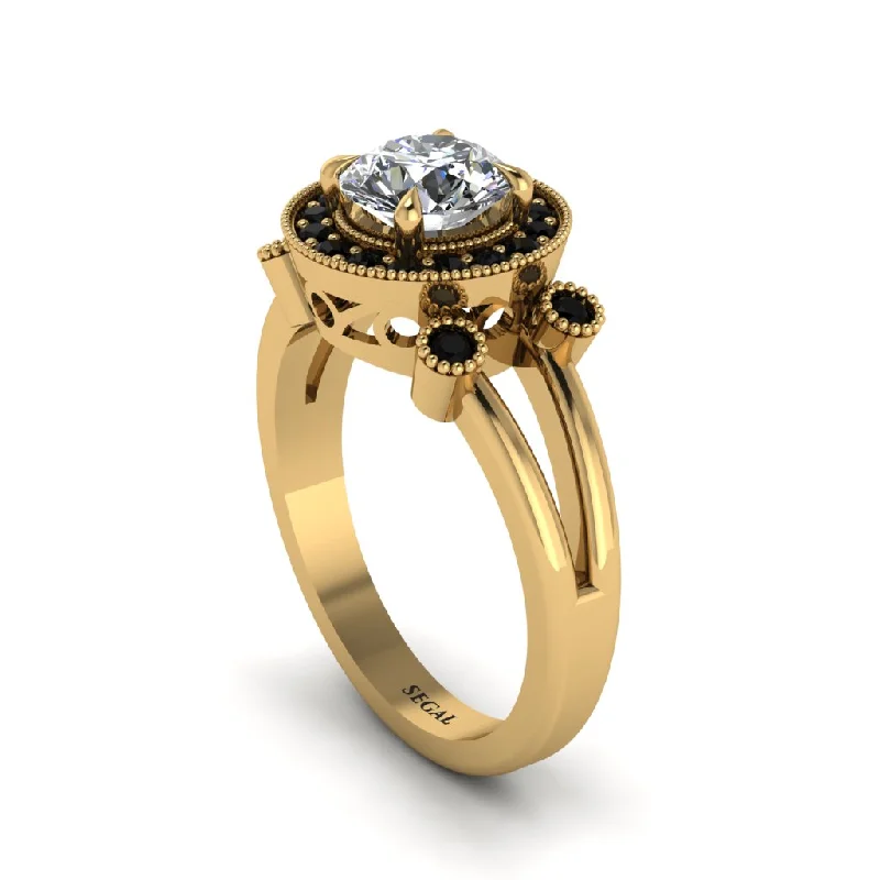 ladies engagement ring winter seasonal-Radiant Diamond Halo Gold Engagement Ring - Madilyn No. 31