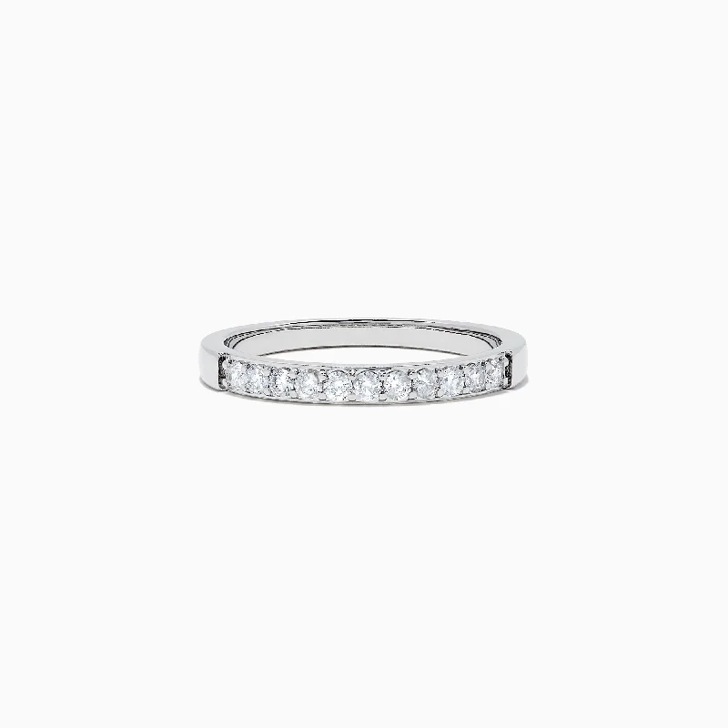 ladies ring shell seasonal-Bridal 14K White Gold Prong Set Diamond Band, 0.24 TCW