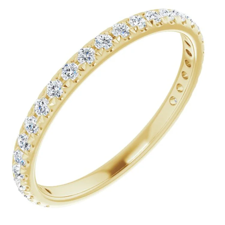 ladies ring classic aquamarine-14K Yellow 3/8 CTW Natural Diamond French-Set Anniversary Band