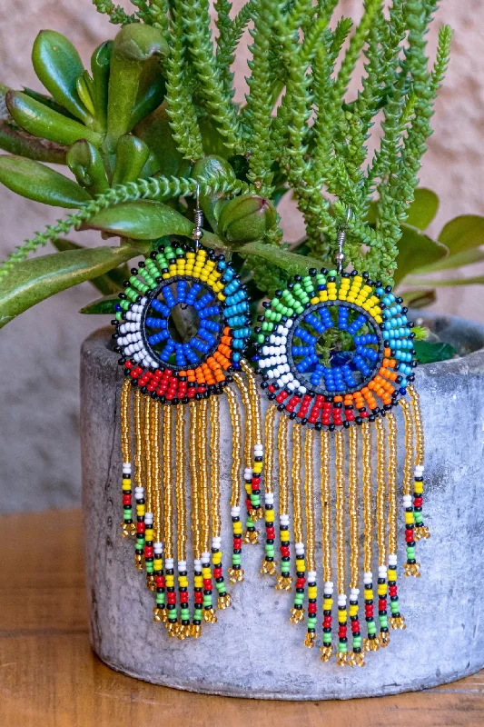 ladies earrings trendy oval-Twelve strands African beaded Earrings