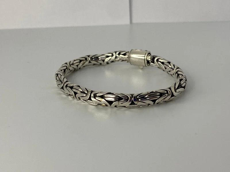 Ladies bracelets oversized bold bracelets-Braided Silver Bracelet